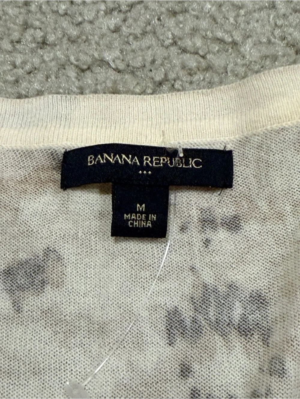 Banana Republic Beige and Brown Abstract Print V-Neck Cardigan